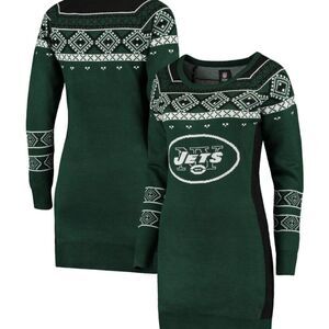 Women's New York Jets Klew Green Big Logo Ugly Sweater Dress size Small